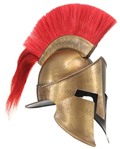vidaXL Griechischer Krieger Helm Spartanerhelm Antik Replik für LARP Halloween-Party Korinthischer Spartanischer Ritterhelm Rüstung Reenactment Messing Stahl