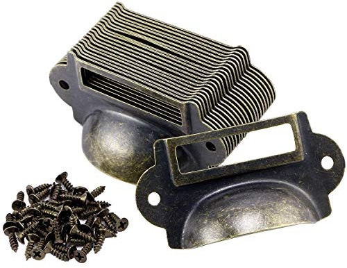 Camisin 20 Stück Ordner-Namensschilder, Aktenschrank-Griffe, Etikettenhalter, -Bronze, Schubladenschild, Schubladengriff, Aktenname