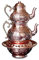 Handgefertigte Kupfer-Teekanne mit Ottomanen-Heizung, authentischer Stil, graviertes Muster, Samowar, Wasserkocher, 3 Stück