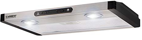 Carbest Campana extractora 460 x 280 x 50 mm, plata, 12 V, 98 m3/h para caravanas y autocaravanas