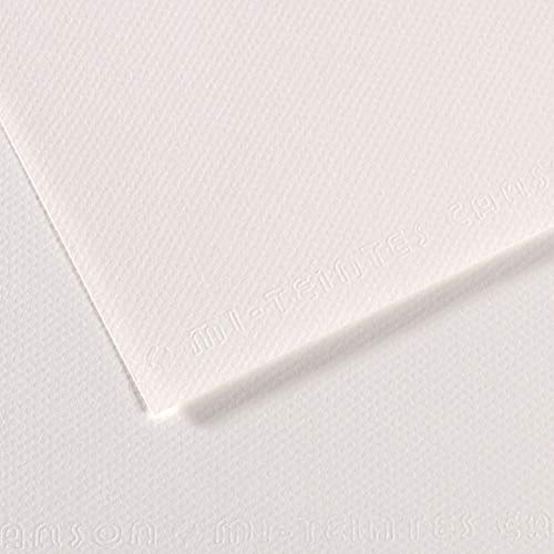 Canson Mi-Teintes Papel de Color de Pulpa Teñida, 160 g/m2, Blanco (White - 335), 221x29,7, Pack de 25