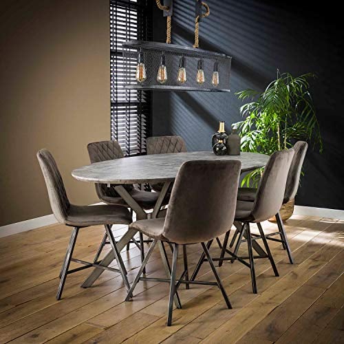 Maison ESTO Esstisch grau oval 200 x 100 cm Betonoptik Metallbeine Dinnertisch Esszimmertisch Tisch