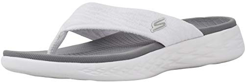 Skechers On-The-go 600 Sunny Damen-Flip-Flop, Weiss/opulenter Garten, 37 EU