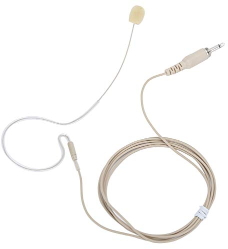 Dpofirs 3,5-mm-Jack-Single-Earhook-Mikrofon-Headset, omnidirektionales Schraubenkondensatormikrofon für Karaoke, geeignet für Sänger, Schlagzeuger, Keyboarder, Gesang, Tänzer, DJ, Ansager - Creme