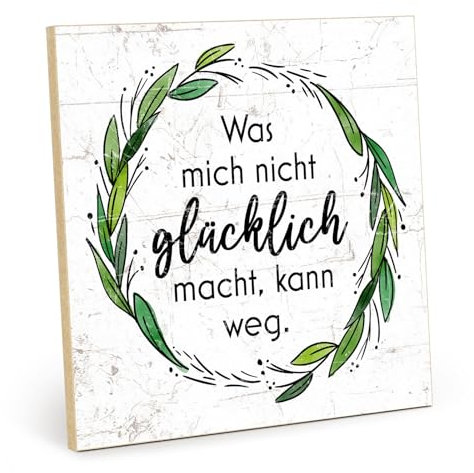 TypeStoff Holzschild mit Spruch – Glück – im Vintage-Look mit Zitat als Geschenk und Dekoration zum Thema Motivation und Ziel - HS-00931