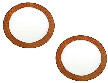 Jandei - Downlight led 18W=140W luz Blanca Fría 6000K redondo empotrar acabado madera, 1440 lúmenes para salón, cocina, tienda, negocio, oficina (2 UNIDADES)