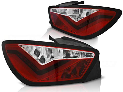 LED Rückleuchten Komplettset passend für Seat Ibiza 6J 3-Türer 2008 2009 2010 2011 2012 Schrägheck 3-türig GV-956 1 Paar Rückleuchten Rückleuchten Fahrerseite Rot Weiß