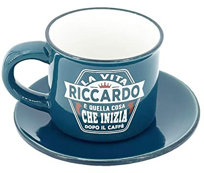 Riccardo - Taza de café personalizada con platillo