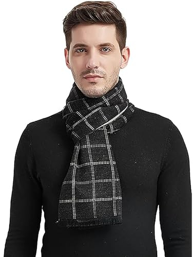 TRABIG Winterschal Weiches Warmes Kaschmir, Winter Schal Herren Langer Herrenschal Karierter, Strick Männerschal Classic und Elegant Plaid Männer