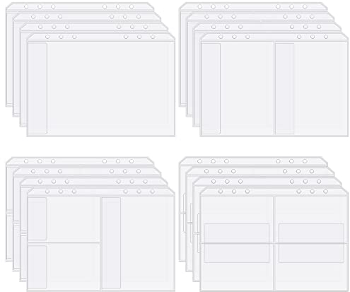 16 Stück 6 Löcher Binder Taschen A5 Größe Ordner Taschen, Kunststoff Durchscheinende Lose Blatt Tasche, Wasserdicht A5 Dokumententasche für Datei Rechnung Karte Foto