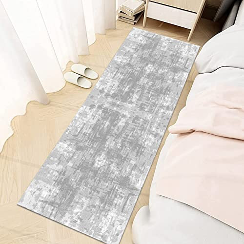 Küchenläufer Grau Teppich Läufer Flur rutschfest, Korridor Teppichläufer Waschbar Wohnzimmer, Modernen Läufer Flur Tepiche für Schlafzimmer Küche Kinderzimmer (Color : A, Size : 80x350cm)