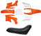 STONEDER Lot de 7 pièces de carénage en plastique haute résistance orange + siège en mousse pour mini moto chinoise 2 temps 47 cc 49 cc Apollo Orion Mini Dirt Bike Kids Minimoto