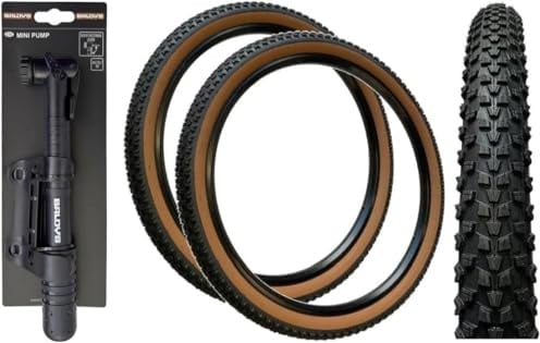 Baldys 27.5 x 2.25 Mountain Bike Tyres BROWN WALL (PACK OF 2) + MINI PUMP