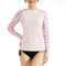 SURFEASY Damen Rash Guard Langarm Sonnenschutz Schnelltrocknend Badeshirt Surf shirt Schwimmen Bademode(Rosa Muscheln,2XL)