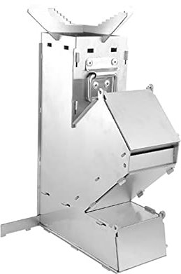Edelstahl Faltbarer Camping Holzofen, Tragbarer Campingkocher Faltbarer Rakete Brennholzofen für Outdoor Kochen
