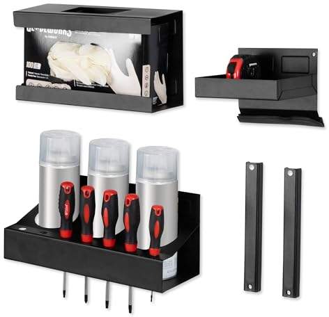 Iron Forge Tools Mechanics 5 Piece Magnetic Tool Box Accessories - Metal Organizer Wall Mount for Enclosed Utility Trailer & Garage Organization - Shelf Style Cargo Van Shelving, Service Truck Cabinet