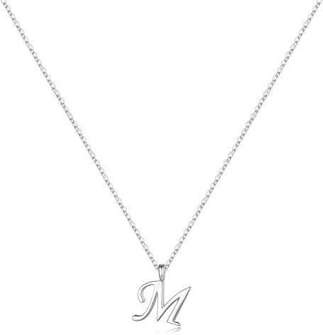 TINGN Silber Kette mit Buchstaben Initiale M - Damen & Mädchen Silberkette 925 - Schmuck Geschenke für Frauen & Mädchen