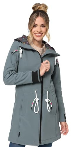 MARIKOO Damen Softshell Mantel mit Kapuze Softshelljacke B964 [B964-Mount-Fur-Sto-Blue-Gr.S]