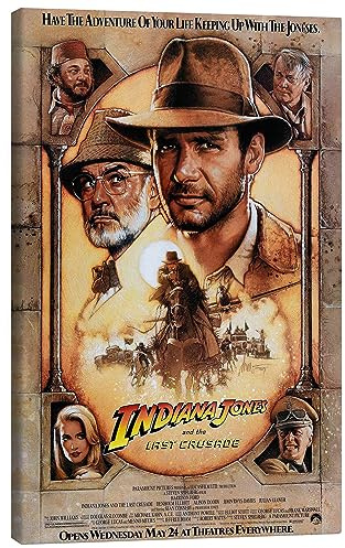 Posterlounge Indiana Jones der letzte Kreuzzug Leinwandbild 20 x 30 cm | Kultiges Filmposter des Kino-Klassikers | Illustrativer 80er-Jahre-Look voller Action, Schatzsuche und Abenteuer