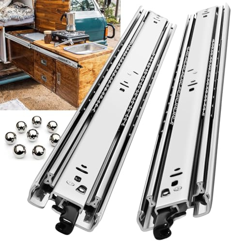 REGUDA Schwere Vollauszieh-Schubladenschienen mit Verriegelung, 50 kg Tragfähigkeit, seitlich montiert (300–1000 mm), 1 Paar