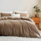 Sedefen Flanelle Housse de Couette 200x200cm + 2 Taies d'oreiller 65x65cm Kaki Parure de lit 2 Personnes Peluche Hiver Chaude Duveteuse Ado Linge de lit Avez Fermeture Éclair