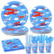 Nkaiso Birthday Party Tableware Set, 192 Pcs Aircraft Kids Birthday Party Supplies Paper Plates Napkins Cups Dinnerware for Birthday Baby Shower Party Decorations -24 Guests