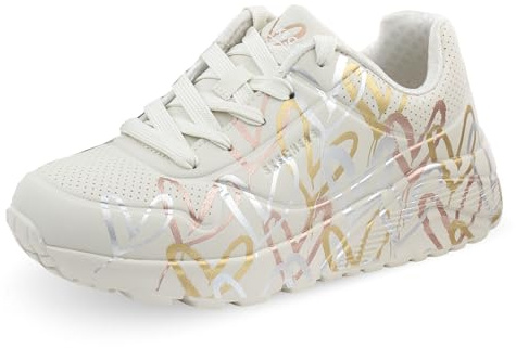 Skechers Mädchen UNO Lite Metallic Love Sneaker, Naturfarben Mehrfarbig, 36.5 EU