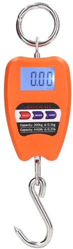 Bilancia Professionale Digitale, 200 Kg Bilancia Elettronica con Gancio Pesca e Display LCD, Lb N Kg Accurate Dinamometro con Funzione Tara per Agricoltura, Caccia, Pesca, Officina, Casa