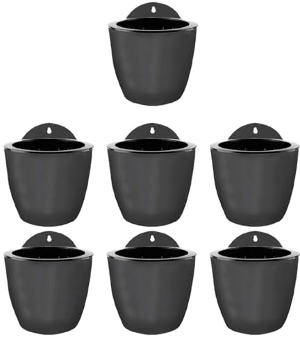 Ailan 7 Stück Kunststoff Pflanzgefäße zum Aufhängen an der Wand mit breitem Anwendungsbereich und selbstbewässerndem Blumentopf aus Premium Harz,Grau Schwarz 190