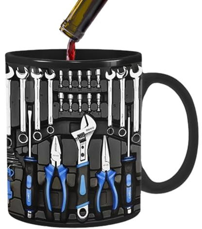 Besreey Tazza da caffè Divertente Tazza Meccanica Mug Ingegnere Meccanico Tazza da Te caffè al Volo 9,5x8 Cm, Set Cassetta degli Attrezzi per Meccanico Tazza