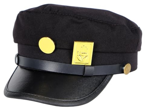 Xinchangda Kujo Jotaro Cap Schwarz Cosplay Hut Unisex Verstellbar Anime Baseball Cap Bestickt Flache Kappe Cosplay Zubehör Hüte
