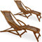 Casaria® Sonnenliege 2er Set Klappbar mit Fußstütze Kissen 2 Personen Wetterfest Holz Gartenliege 160x70 cm Akazie Garten Liegestuhl 160kg Belastbar Balkon