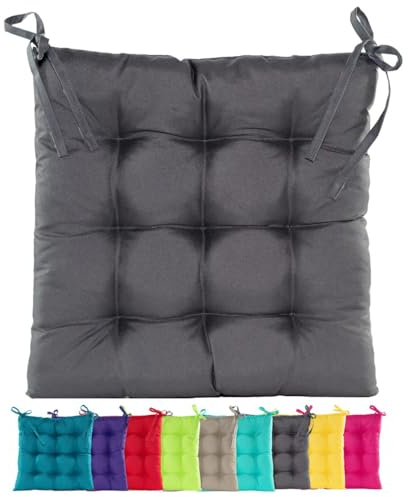 JACK Outdoor Stuhlkissen 38x38cm Lounge Kissen Auflage Wasserfest Sitzkissen Garten Lotus Effekt, Farbe:Anthrazit