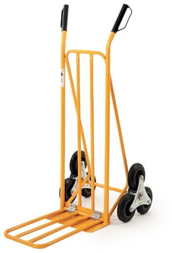 Paluplus Carrello Portapacchi per SCALE colore GIALLO, misura 53x58/92x112 cm, Pedana Telaio a Sbalzo, sistema a 6 Ruote, Montacarichi per carichi Adatto per Salire Scale, Portata Max 250 Kg -I045