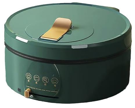 Poêle à Pâtisserie Électrique, Gril D'intérieur sans Fumée, Poêle Électrique avec Couvercle, pour Crêpes aux Œufs de Petit-Déjeuner(Green)