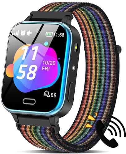 AXYWINBO Smart Watch Fairy Tale Audiobook, Kids Smart Phone Watch, Educational Game Music Player Flashlight SOS Pedometer Alarm Clock, Watches for kids 4-12, Black