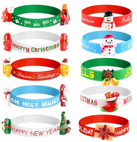 Morcheiong Lot de 10/20 bracelets en caoutchouc de silicone pour fêtes de fin d'année, sacs à friandises, farces, cadeaux de classe, fournitures d'échange (20)