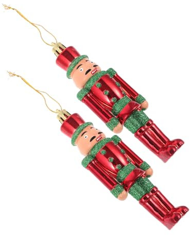 RORPOIR Ornements De Casse-Noisette Soldat en Noyer 2 Pièces Décorations Darbre De Noël Décor De Casse-Noisette Suspendu en Plastique