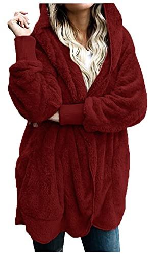 Veste Polaire Femme Chic Sportswear Fourrure Bouclette Manteau Hiver Parka Le Vélo Pulls, Gilets Et Sweats D'intérieur Manteaux 2024 02Vin 3XL