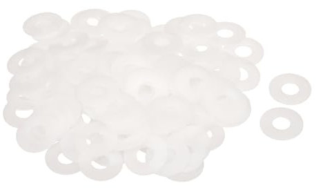 sourcing map 120 rondelle piatte M12 in nylon, diametro interno 12 mm, diametro esterno 30 mm, spessore 1,5 mm, anelli di tenuta per rondelle, fogli di plastica, colore bianco