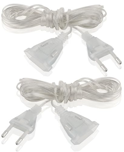 Lhdfyqt 2 Pezzi Cavo di Prolunga Trasparente, Prolunga di Alimentazione Trasparente, Prolunga Elettrica a Filo Piatto, Prolunga Elettrica, per Luce LED e Uso Esterno