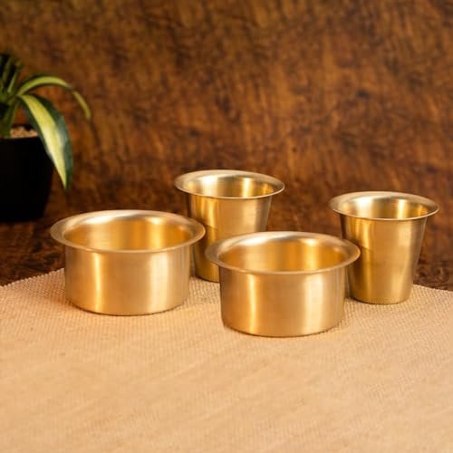 ZenithCart Brass Filter Coffee Cup Set | South Indian Dabara Tumbler Set for Traditional Coffee | Pital Dawara Cup Set | Set of 2