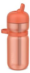 Mepal - Trinkflasche Flip Sport - Auslaufsicher (wenn verschlossen) - Komfortabler Tragegriff - Eingebauter Strohhalm - Wasserflasche - 600 ml - Peach orange