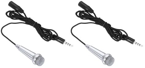 sourcing map 2Pcs Mini Microphone Tiny Microphone Portable Microphone Mini Mic for Singing Voice Recording Video for Phone Computer Notebook Silver Gray