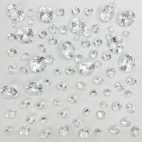 G&S homedeko 1000 Pcs Clear Acrylic Diamonds Fake Gems Rhinestones for Vase Filler,Table Scatters,Home Party Wedding Decoration,8/10/20 mm