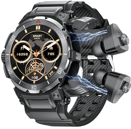 FANCHENGZI Smart Watch with Earbuds for Men, Bluetooth Calling can Answer and Make Calls, Fitness Smart Watch, Sports Fitness Tracker with Step, for Men Dad Husband