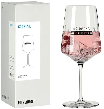 RITZENHOFF 8171001 Cocktail-Glas 500 ml, Serie Sprüche, mit lustigem Schriftzug Pommes Frites - modern, Made in Germany