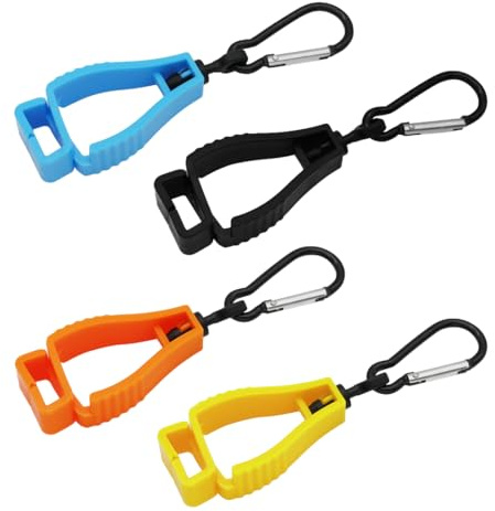 KEQAR 4 Stück Multifunktionaler Anti-Verlust-Handschuhclip Handschuhe Halter mit Karabinerhaken Praktischer Leichter Handschuh Klemme Tarp Clip für Arbeitshandschuh