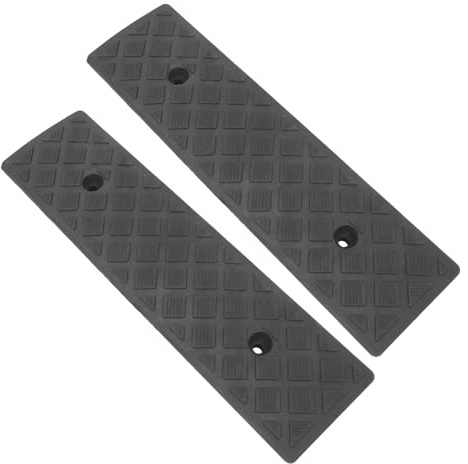 2 Stück Gummi Bordsteinschwelle Rampe für Einfahrt und Laden | Schwellenrampe, Schwarz, Rutschfeste Struktur, Vibrationen, Einfache Installation