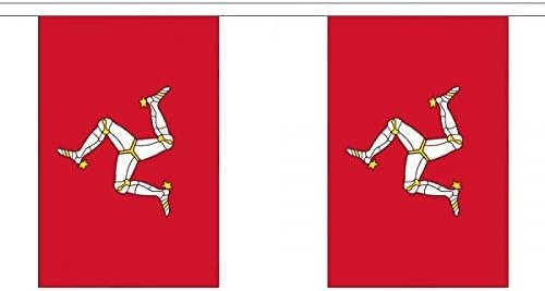 Isle of Man Wimpelkette, 6 m, 20 Flaggen, Polyester FlagSuperstore